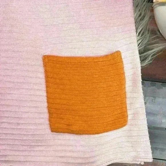 Margret Winters 100% Cotton Pink Shift Dress w/ Orange Pockets Artisan Knit Mod - Picture 4 of 12